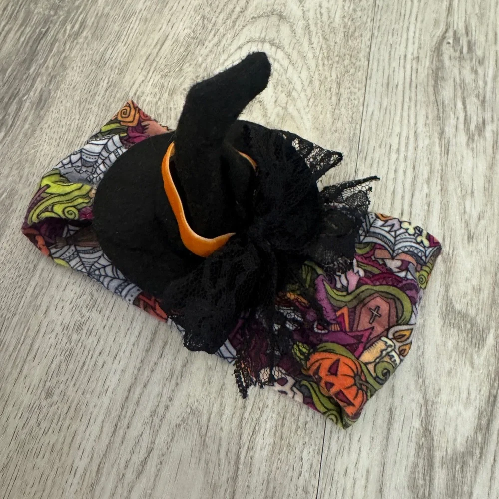 Enchanting Black and Multicolor Witch Hat Baby Bling Bow for Babies